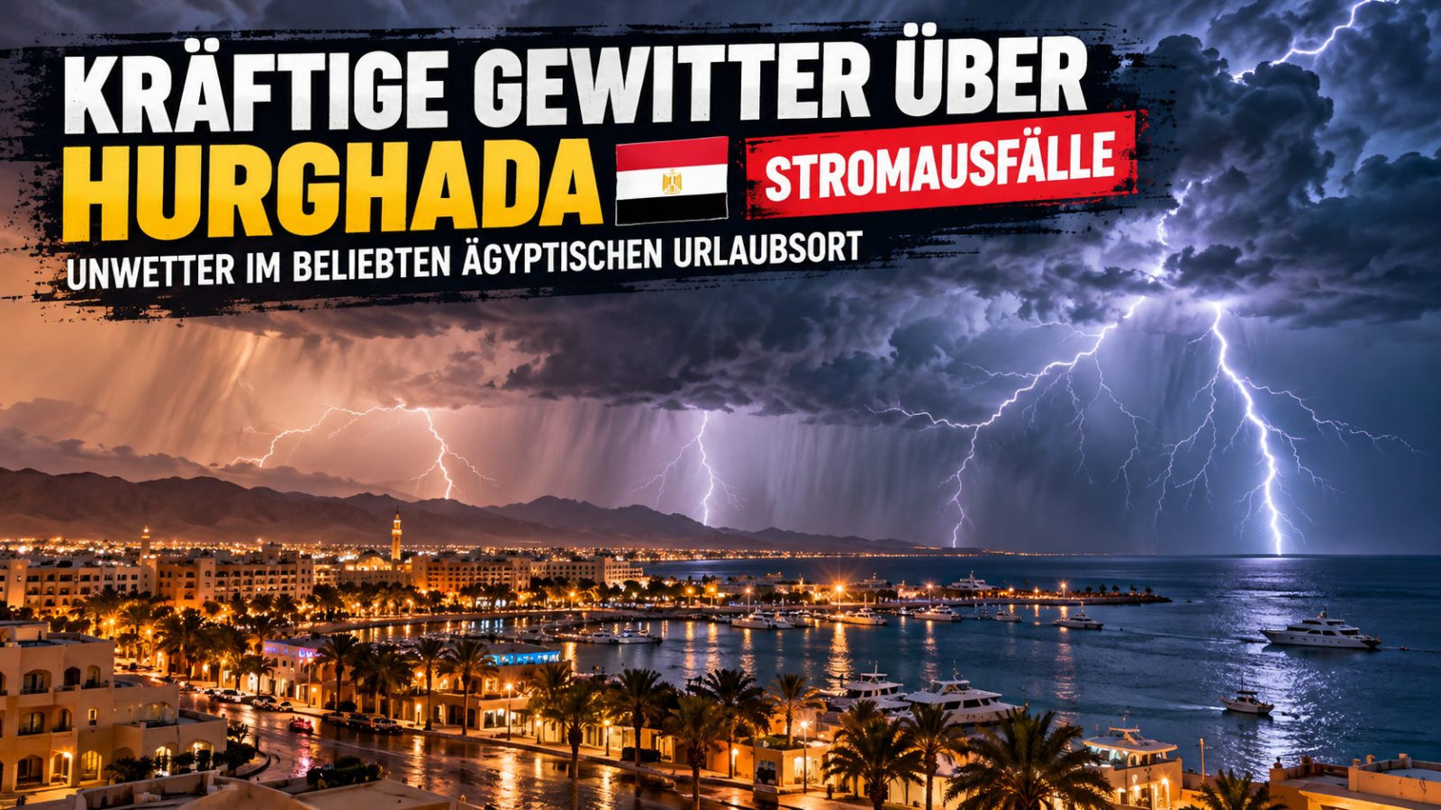 Heftige Gewitter über Hurghada – Stromausfälle im Urlaubsparadies Ägypten!