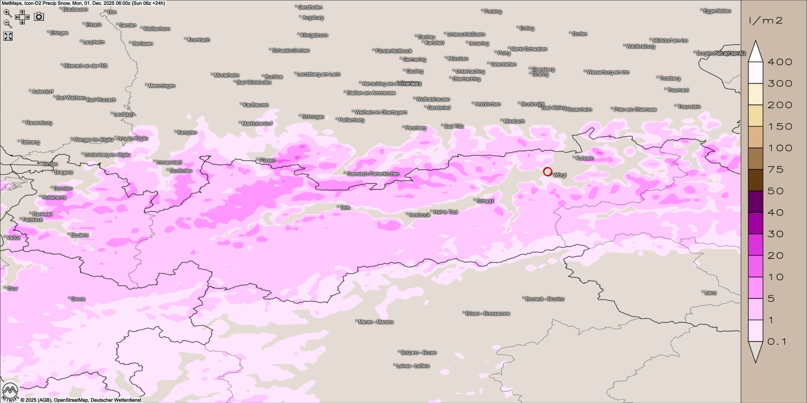 Neuschneezuwachs entlang der Nordalpen – bis Montagfrüh wieder winterliche Bedingungen!