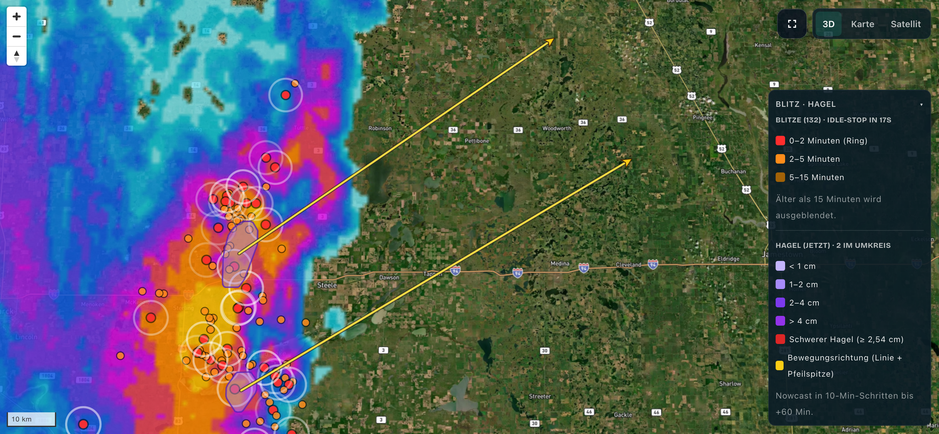 Gewitter- und Hageltracking weltweit – Unwetter live verfolgen