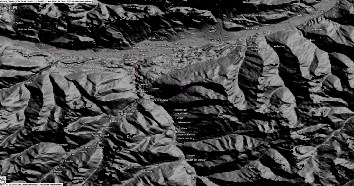 Föhnsturm über Innsbruck – über 100 km/h am Patscherkofel! In der Nacht folgt der Wetterumschwung