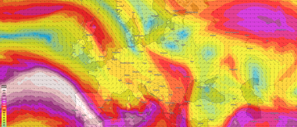 Der Jetstream morgen Mittwoch, starker Höhenwind lenkt das Wetter über Europa!