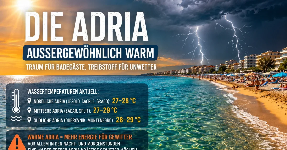 Adria aktuell bis 29 °C – Warum immer wieder Unwetter drohen