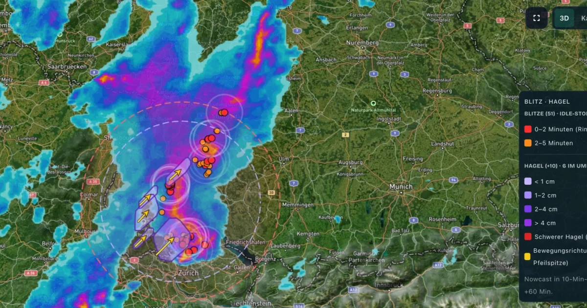 Unwetter aktuell: Schwere Gewitter ziehen nordostwärts!