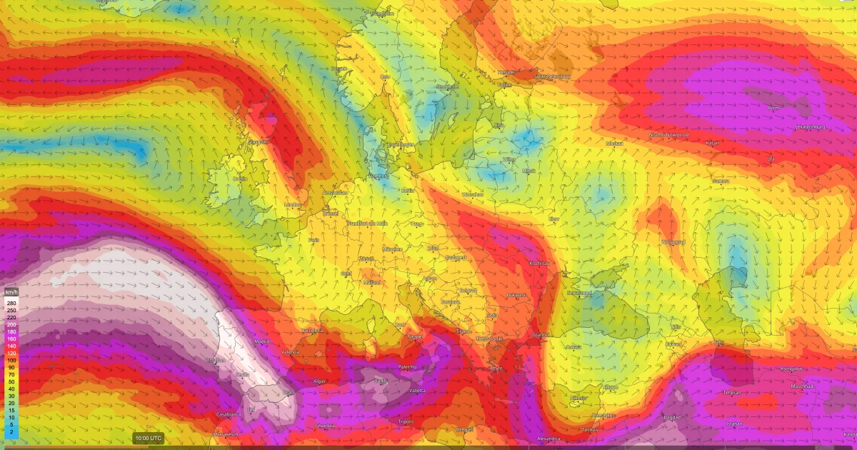 Der Jetstream morgen Mittwoch, starker Höhenwind lenkt das Wetter über Europa!