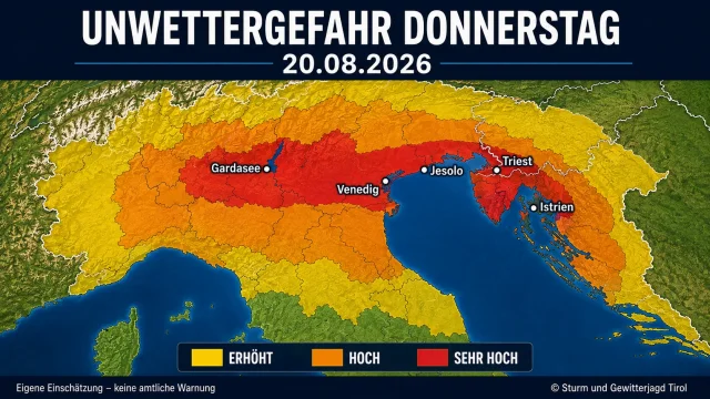 Unwetter obere Adria: Superzellen möglich