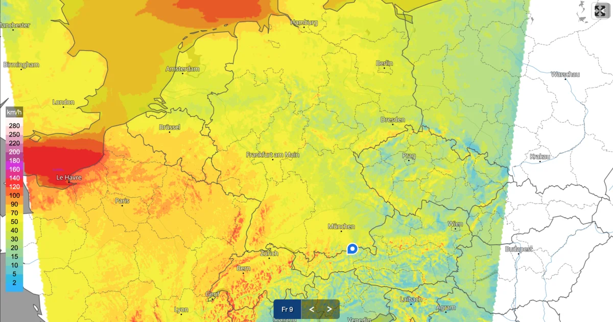 Sturm-Update für Freitag, 9. Jänner 2026