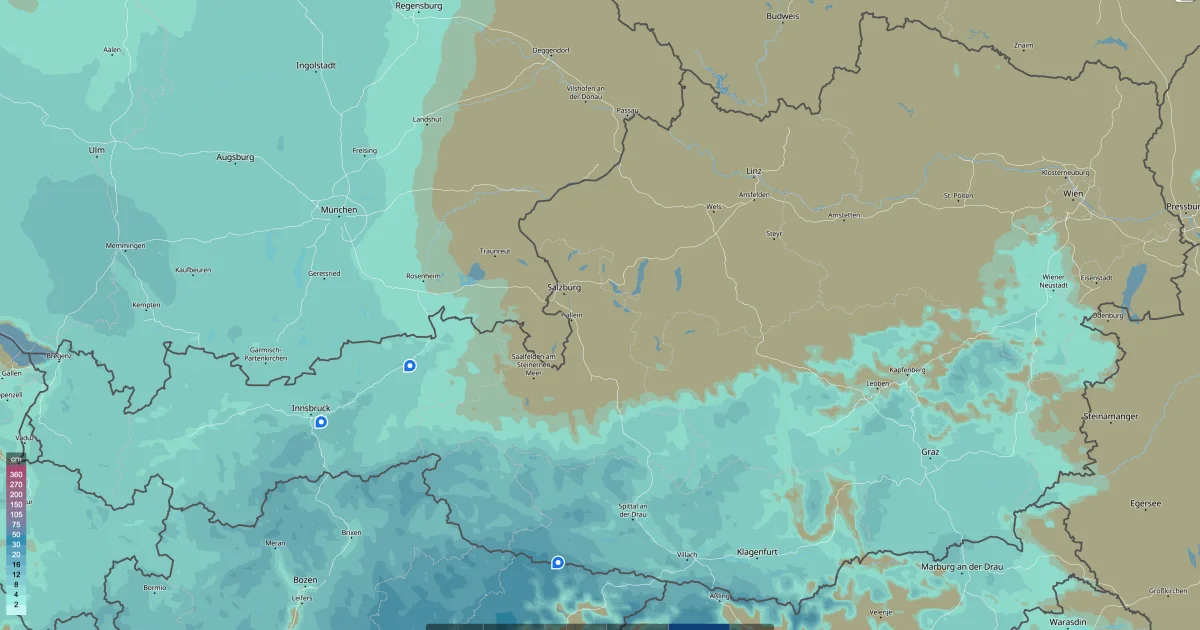 Schwache 5b-Lage bringt frischen Schnee in die Alpen“