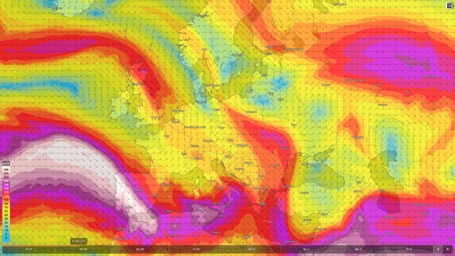 Der Jetstream morgen Mittwoch, starker Höhenwind lenkt das Wetter über Europa!