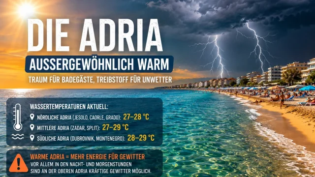 Adria aktuell bis 29 °C – Warum immer wieder Unwetter drohen