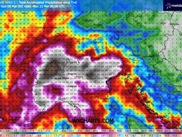 Deutet sich Mitte März eine kräftige Südstau-Lage an den Alpen an?